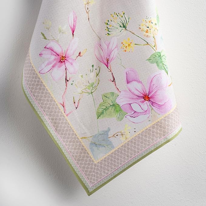 Maison d' Hermine Kitchen Towels Set of 2 100% Cotton 27.50" x 20" Reusable Cloth Tea Dish Towels Absorbent with Hanging Loop for Kitchen, Dining, Cocktail Parties Spring/Summer (Magnolia Mornings)