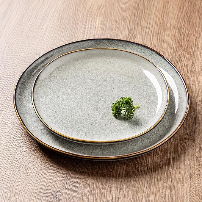 AmorArc Ceramic Dinnerware Sets,Handmade Reactive Glaze Stoneware Plates and Bowls Set,Highly Scratch Resistant | Dishwasher & Microwave Safe Dishes Set,Service for 8 (24pc)