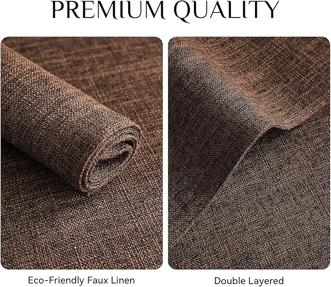 Softalker Faux Linen Placemats Set of 12-12 x 18 Inch, Heat Resistant Double Layered Durable Burlap Farmhouse Place Mats, Non-Slip Washable Rustic Table Mats for Dining, Kitchen, Party（Dark Brown