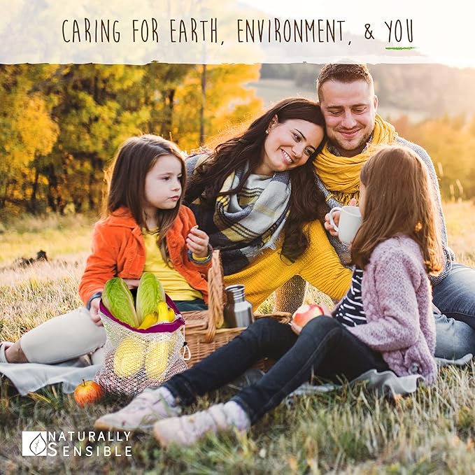 The Original Eco Friendly See Through Washable and Reusable Produce Bags - Soft Premium Lightweight Nylon Mesh Large - 12x14in - Set of 10 (Red, Yellow, Green, Blue, Purple)