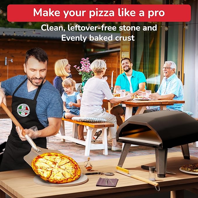 Pizza Oven & Stone Brush with Scraper, Turning Fork & Bubble Popper Bundle - Essential Accessories & Tools for Any Pizza Oven