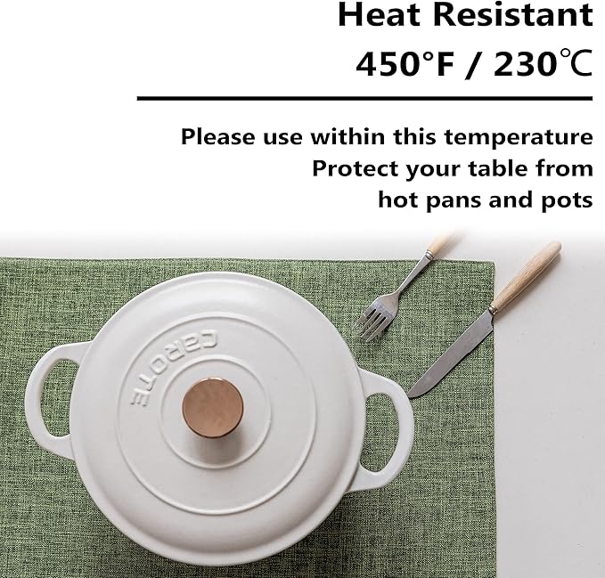 Home Brilliant Linen Cloth Placemats Set of 6 Heat Resistant Dining Table Place Mats Kitchen Washable Dining Mats for Dinner Decor, Green