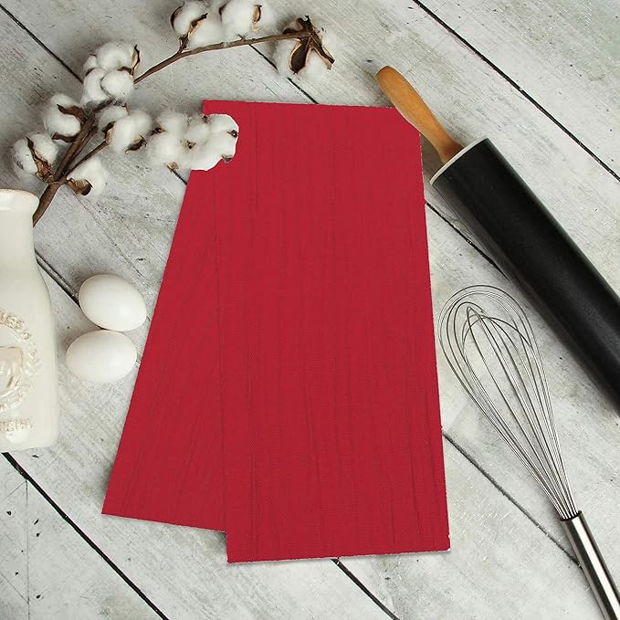 RUVANTI Flour Sack Towels 6 Pack 28x28 Inch, 100% Cotton Tea Towel, Reusable, Machine Washable, Absorbent BarTowels - Dish Cloth Perfect for Drying Dishes & Cleaning - Red