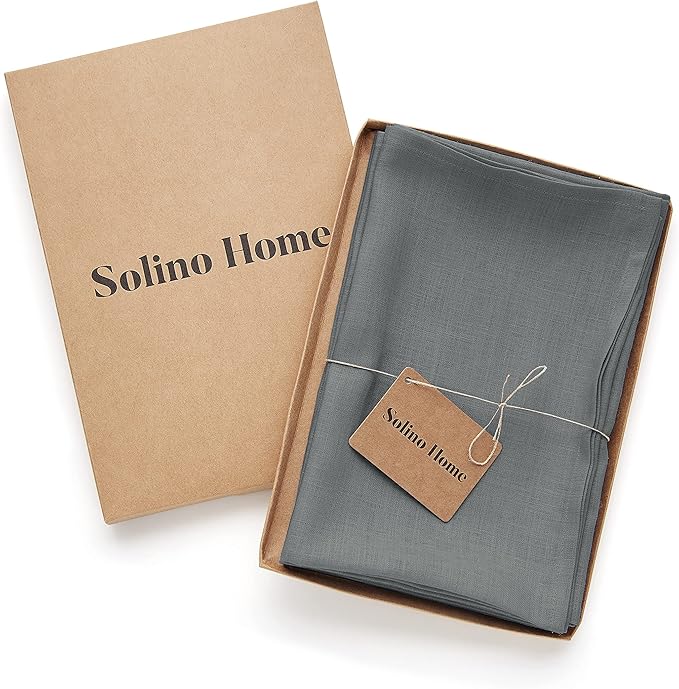 Solino Home Linen Cloth Napkins Set of 4-100% Pure Linen Dark Grey Dinner Napkins 20 x 20 Inch for Fall, Autumn, Winter, Thanksgiving - Fete, Handcrafted and Machine Washable
