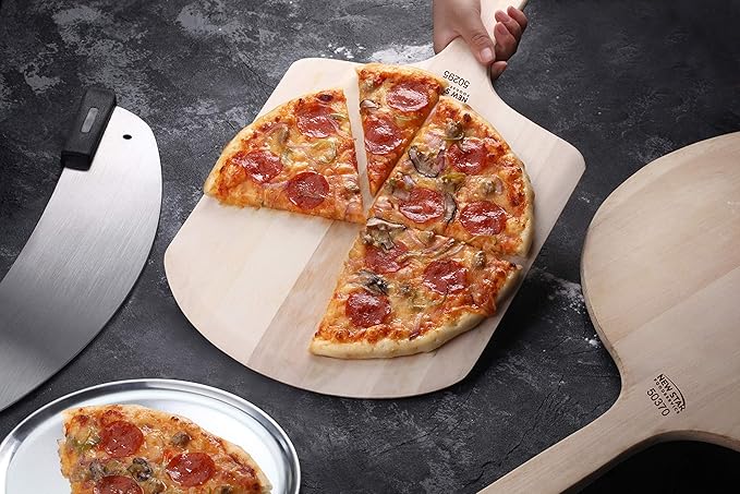 New Star Foodservice 50370 Restaurant-Grade Wooden Pizza Peel, 19" L x 19" W Plate, with 14" L Wooden Handle, 33" Overall Length