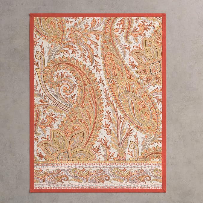 Maison d' Hermine Kitchen Towels Set of 2 100% Cotton 27.50" x 20" Reusable Cloth Tea Dish Towels Absorbent with Hanging Loop for Kitchen, Home, Dining, Cocktail Parties (Kashmir Paisley)