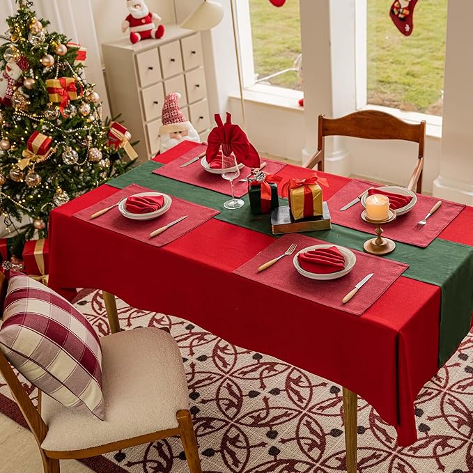 Home Brilliant Placemats Set of 6 Red Place Mats Decoration Heat Resistant Dining Table Place Mats Machine Washable Christmas Kitchen Table Mats, 13x19 inch, Burgundy