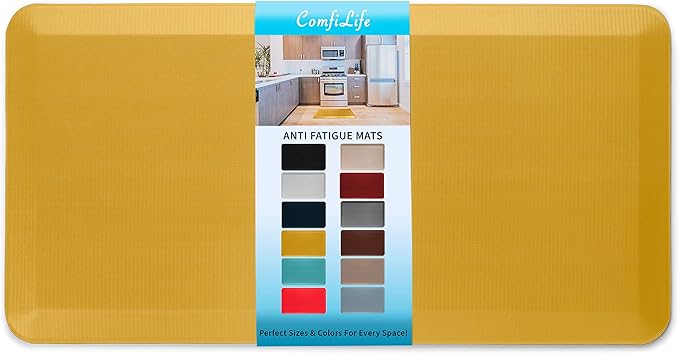 ComfiLife Anti Fatigue Floor Mat – 3/4 Inch Thick Kitchen Mats for Floor, Standing Desk Mat, Kitchen Rug – Comfort at Home, Office – Durable – Stain Resistant – Non-Slip Bottom (20" x 39", Mustard)