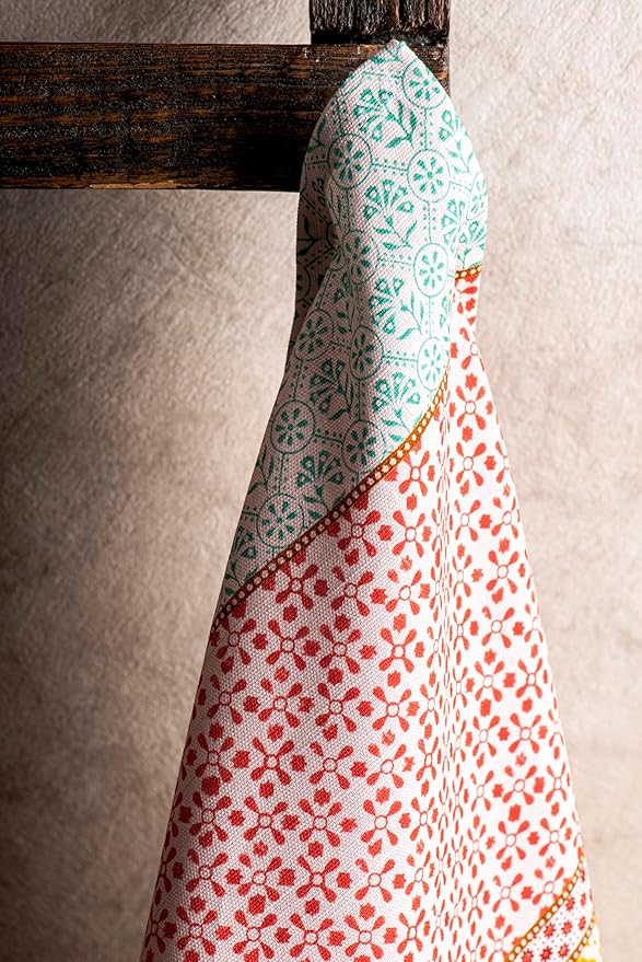 Maison d' Hermine Kitchen Towels Set of 3 100% Cotton 27.50" x 20" Reusable Cloth Tea Dish Towels Absorbent with Hanging Loop for Kitchen, Home, Dining, Cocktail Parties Spring/Summer (Provence)