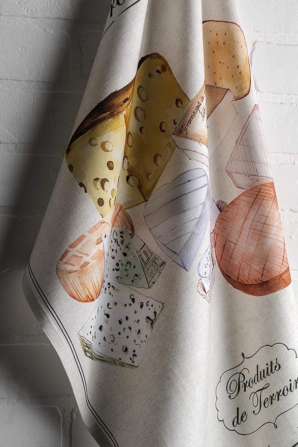 Maison d' Hermine Kitchen Towels Set of 3 100% Cotton 27.50" x 20" Reusable Cloth Tea Dish Towels Absorbent with Hanging Loop for Kitchen, Home, Dining, Cocktail Parties Spring/Summer (Terroir)