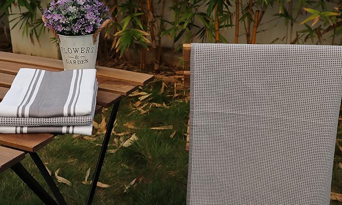 AMOUR INFINI Cotton Kitchen Towels - Set of 4 Highly Absorbent, Ultra Soft Waffle Weave Tea Towel with Hanging Loop - 20x28 Inch Quick Drying Dish Cloths for Cleaning (L.Grey)