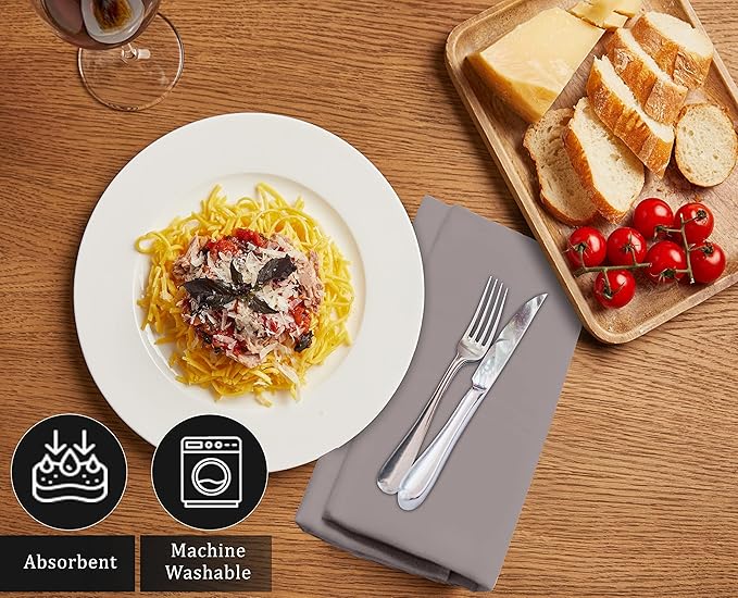 Ruvanti Cloth Napkins Set of 4, 18x18 Inches Napkins Cloth Washable, Soft, Durable, Absorbent, Cotton Blend. Table Dinner Napkins Cloth for Hotel, Lunch, Restaurant, Wedding Parties - Coffee Grey