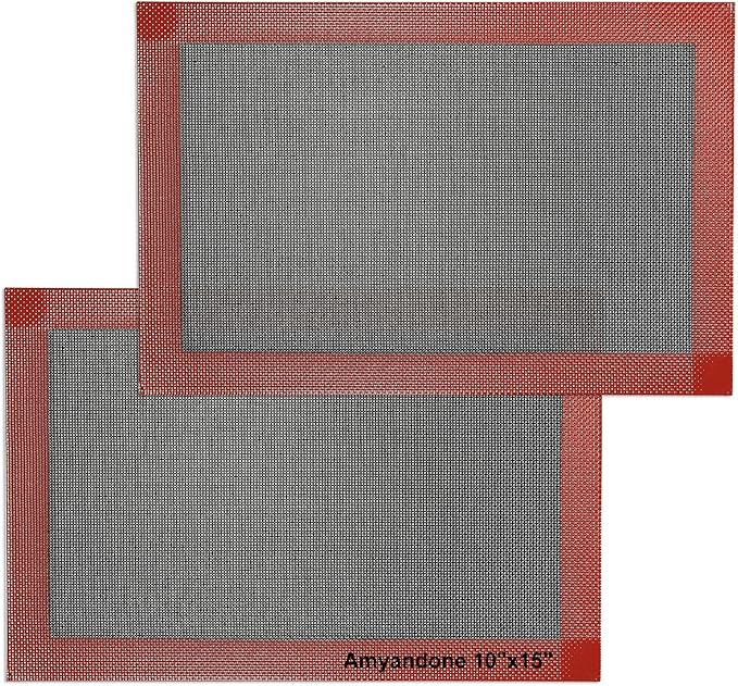 Perforated Silicone Baking Mat for Jelly Roll Pan, Non-Stick Eclair Baking Mat for 10 x 15-inch Tray Pan, 2 Pcs Mesh Cookie Sheet Liner for Homemade Bread, Sugar Cookie and Pastry