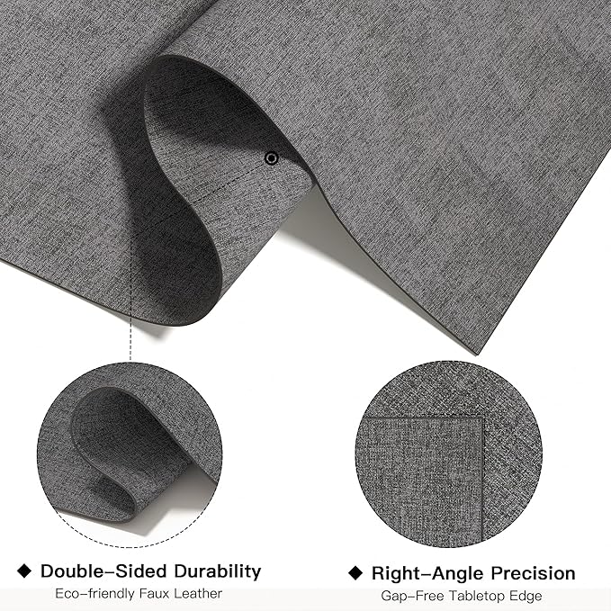 DOLOPL Placemats Set of 4, Reversible Wipeable & Heat Resistant Place Mats, Modern Faux Leather Table Mats for Kitchen, Neutral Waterproof Tablemats for Dining Table Decor, Wedding, Party(Charcoal)
