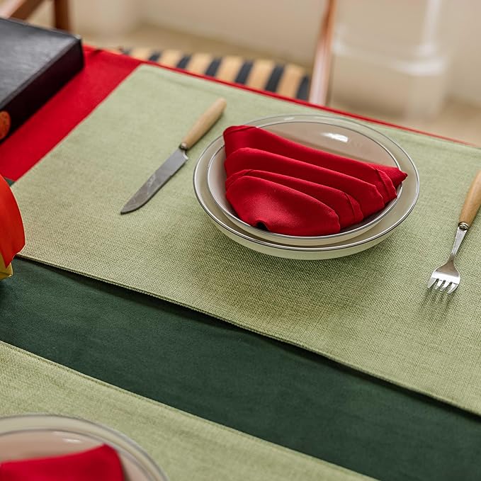 Home Brilliant Green Placemat Set of 4 Washable Place Mats Placemats Heat Resistant Sage Placemat for Dining Table Kitchen Table Mats Spring Dinner Decor, Grass Green