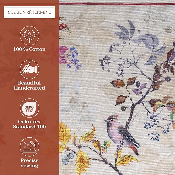 Maison d' Hermine Placemats Set of 4 100% Cotton Washable Cloth Place Mats, Reusable Table Mats for Thanksgiving Christmas Decorations Kitchen Dining Party Wedding (Equinoxe - Beige, 13" x 19")