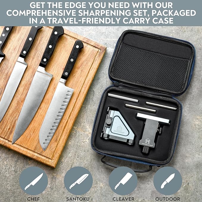 Rolling Knife Sharpener with Adjustable 10° to 40° Options and Adjustable Grinding Height, Knife Sharpener Kit, Roller Knife Sharpening System