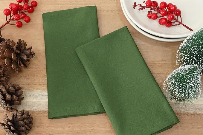 PurpleEssences Set of 6 Cloth Dinner Napkins 100% Cotton 18x18 Inch - Soft Durable Washable - Ideal for Farmhouse Party Christmas Holiday Winter - Perfect Everyday Use Table Linen - Sage Green