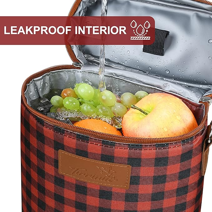 Tirrinia 2 Bottle Wine Gift Tote Carrier - Leakproof & Insulated Padded Versatile Cooler Bag for Travel, BYOB Restaurant, Tasting, Party, Dinner - Gift for Lovers, Red Checker
