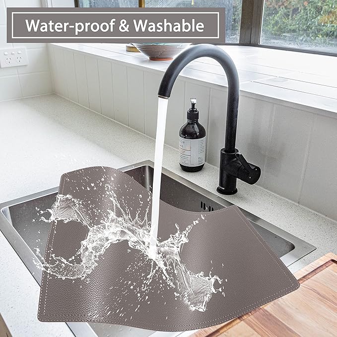 Set of 8 Faux Leather Placemats, PU Table Mats, Waterproof, Stain Resistant, Heat Resistant, Non-Slip Easy to Clean for Kitchen Dining Table,Conference Table C Grey Rectangle