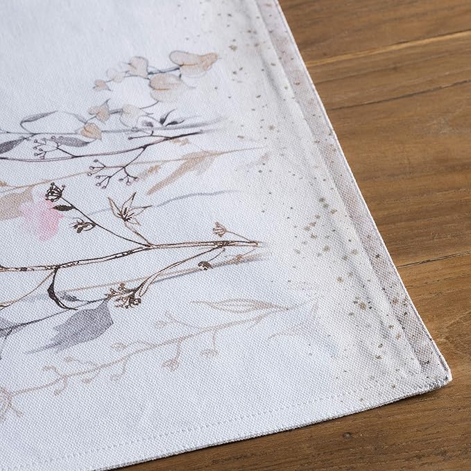 Maison d' Hermine Placemats Set of 4 100% Cotton Washable Cloth Place Mats, Reusable Table Mats for Kitchen Dining Decoration, Party, Restaurant Spring/Summer (Meadow Florals - Brown, 13" x 19")