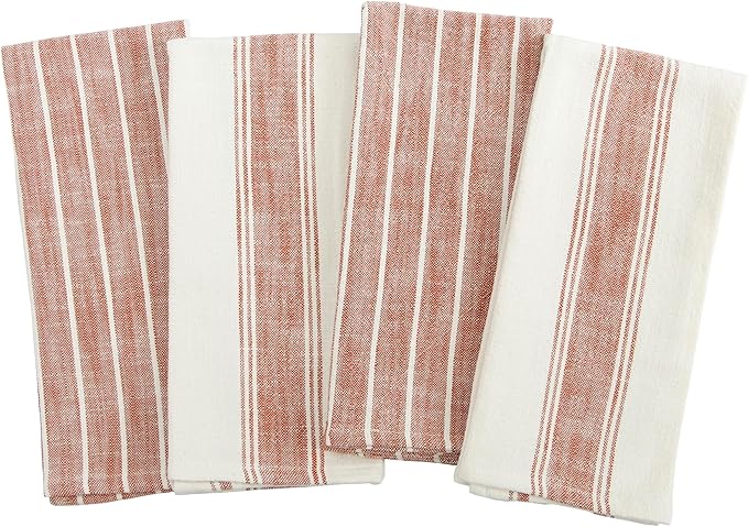 KAF Home Natural Rustic Farmhouse Slubbed Kitchen Towel | 100% Cotton Dish Towel, 18 x 28 Inches | Soft and Absorbent (Rust, 18 x 28-4 Pack)