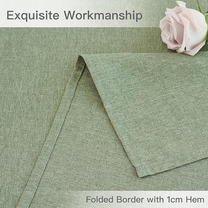 maxmill Rectangle Linen Textured Tablecloth Waterproof Spillproof Wrinkle Free Washable Fabric Table Cloth Kitchen Dining Tabletop Decoration Table Cover for Holiday Party, 52 x 70 Inch, Sage Green