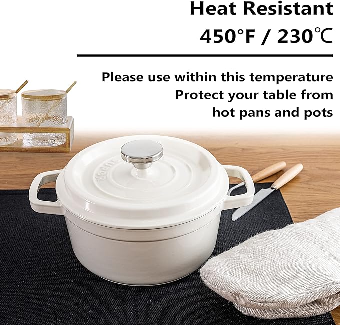 Home Brilliant Black Placemats Set of 4 Heat Resistant Table Mats Cloth Dining Table Place Mats Kitchen Washable Placemat New Year, Black