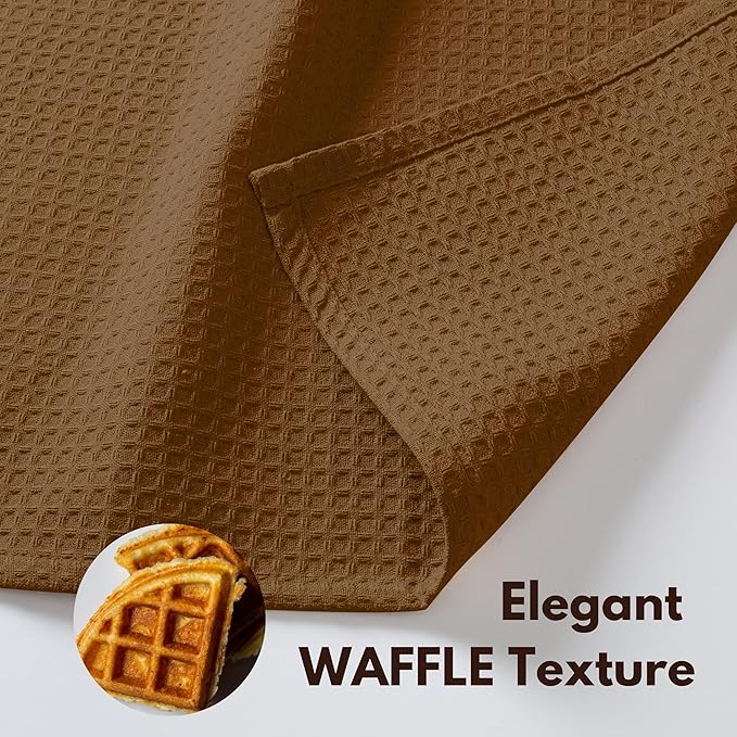 Native Fab Waffle 12 Pack Dish Cloths - 100% Cotton, Absorbent, Quick Drying, Washable Towels for Cleaning, Cooking & Baking - Ideal for Home, Restaurants, Bars, BBQs - 12 x 12 inches - Brown