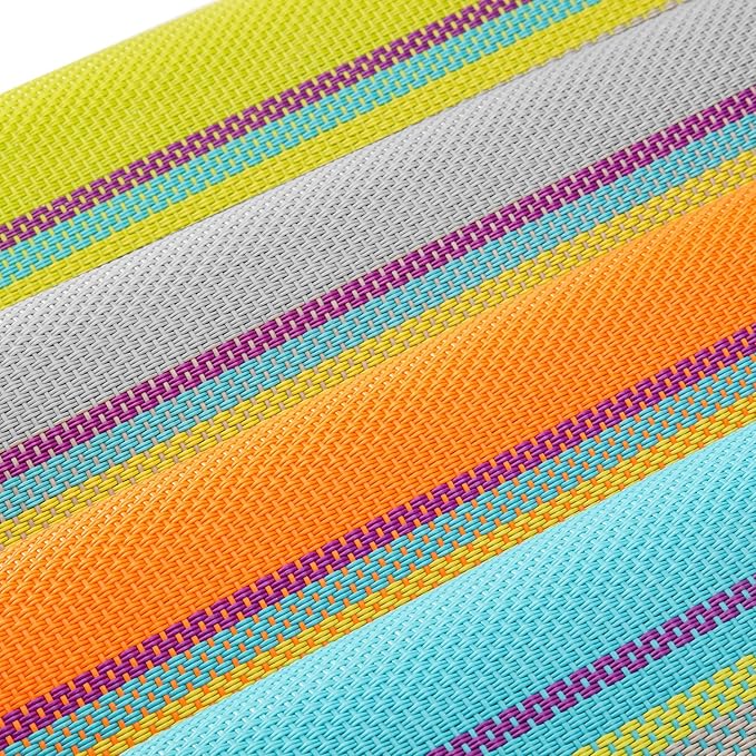 SHACOS Placemats Set of 4 Colorful Woven Vinyl Place Mats for Dining Table Reversible PVC Heat Resistant Table Mats (4, Multicolor)
