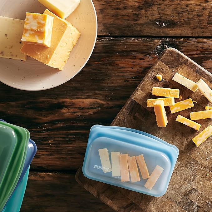 Stasher Premium Silicone Reusable Food Storage Bags, 2-Pack, Blue, Multi-Use Food Storage Bags, Lunch Bag, Travel Containers, BPA Free, Leak-free, Dishwasher-Safe, Eco-friendly