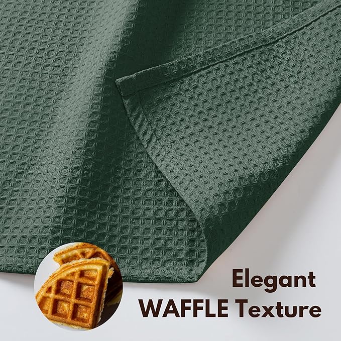 Native Fab 6 Pack Waffle Dish Cloths - 100% Cotton, Absorbent, Quick Drying & Soft Towels for Cleaning, Cooking & Baking - Ideal for Home, Restaurants & Cafes - 12x12 Inches - Olive Green