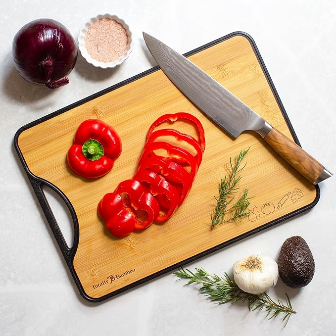 Totally Bamboo Poly-Boo Reversible Cutting Board – Dual-Sided with Bamboo & BPA-Free Poly Surfaces | 15" x 11" Meat & Vegetable Prep Board | Durable & Knife-Friendly