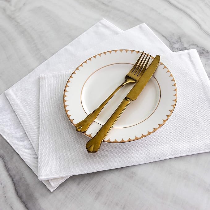 Home Brilliant White Placemats Set of 4 Cloth Placemat Decorations Heat Resistant Washable Place Mats Set of 4 for Wedding Birthday Party, White