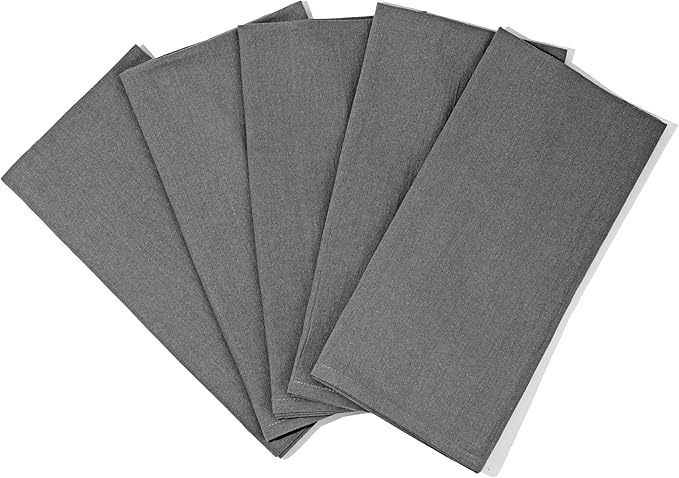 Gray Flour Sack Tea Towels - 100% Cotton, 5 Pack, 27"x27" Extra Large, Highly Absorbent Dish Drying Towels - Baking Towels, Customizable and Versatile Kitchen Towels (Gray - 5 Pack)