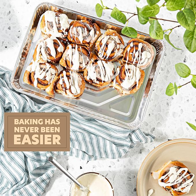 PLASTICPRO Aluminum Pans 20 Pack Disposable Cookie Sheets 9'' x 13'' Baking Pans Premium Quality Heavy Duty Cookie Sheet Pans