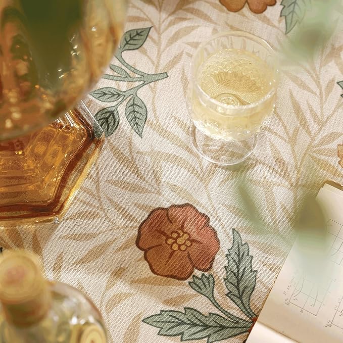 patdrea French Linen Tablecloth Soft Durable Floral Table Cloth Kitchen Dining Tablecloth for Rectangular Tables for Parties Christmas 63"x 94"