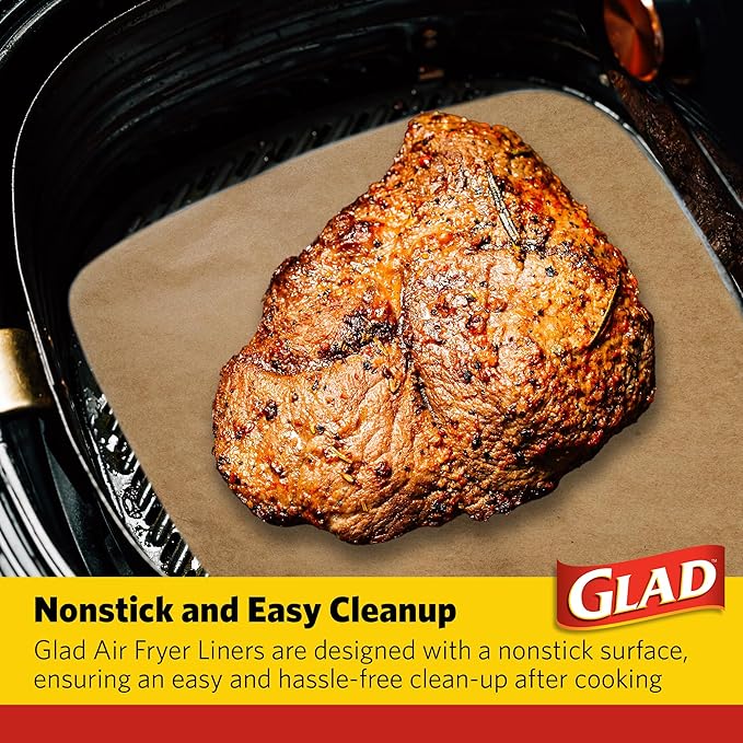 Glad Air Fryer Liners, Nonstick and Heat Resistant, Food Grade Material, Suitable for Round and Square Air Fryers, Air Fryer Accessories, 6.5" x 6.5" - 100 Count