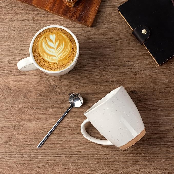 AmorArc 12oz Coffee Mugs, Ceramic Coffee Mugs set of 4 for Man, Woman, Dad, Mom, Modern Coffee Cups with handle for Latte/Cappuccino/Milk/Cocoa. Dishwasher&Microwave Safe, Light Beige