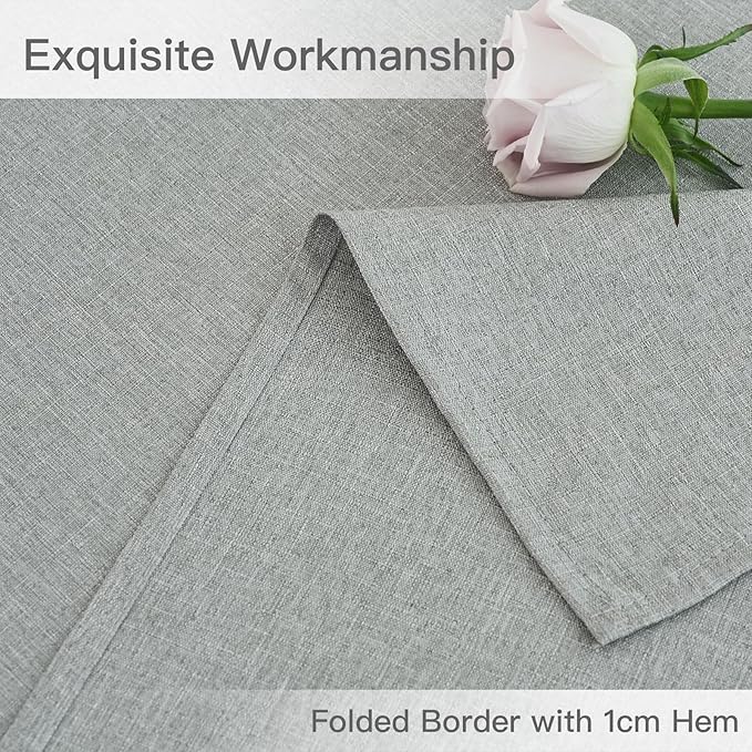 maxmill Square Linen Tablecloth Water Resistance Antiwrinkle Spillproof Stain Proof Fabric Table Cloth, Decorative Fabric Table Cover for Banquet Party Event Holiday Dinner, 70 x 70 Inch, Light Grey