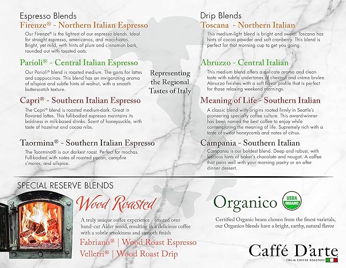 Caffe D'arte Meaning of Life Whole Bean Coffee – Medium Dark Roast, Rich & Well-Balanced Flavor with Great Aroma, Crafted for Drip Brewing, Fresh Roasted in Seattle, 1 Pound (Pack of 2)