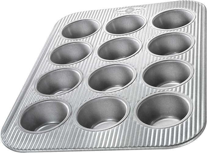 USA Pan 12-Cup Muffin Pan and 8-Inch Square Cake Pan Aluminized Steel Bakeware Set