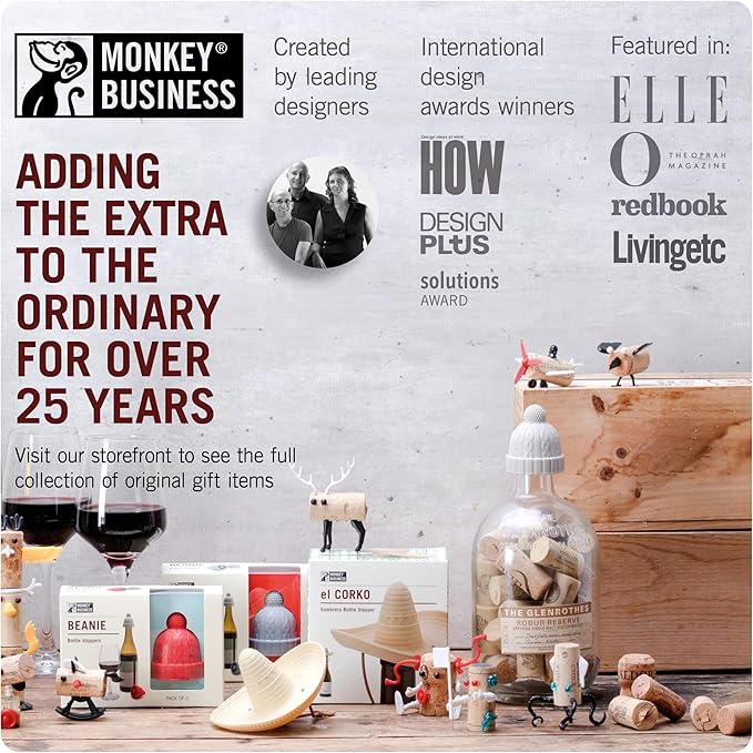 Monkey Business Howdy - 2-Pack Cowboy Hat Wine Stoppers – Fun Silicone Bottle Stoppers Keep Wine Fresh – Novelty Kitchen Gadgets & Cute Wine Accessories