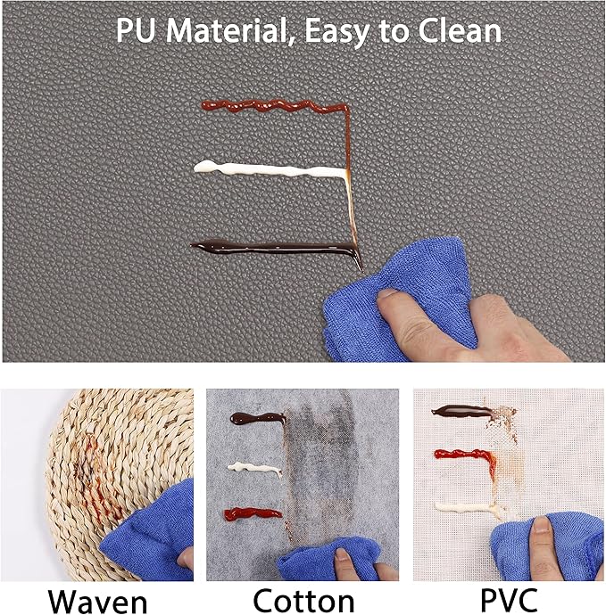 Set of 8 Faux Leather Placemats, PU Table Mats, Waterproof, Stain Resistant, Heat Resistant, Non-Slip Easy to Clean for Kitchen Dining Table,Conference Table C Grey Rectangle