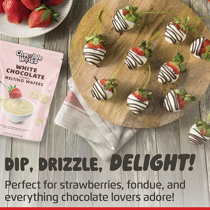 Holiday Melting Chocolate Discs, Red, Green & White, Chocolate Melts for Coating, Dipping & Candy Decorating, Bulk Chocolate Wafer Candy Melts, 5 Pack (2 Red, 2 Green, 1 White), 1 lb Each