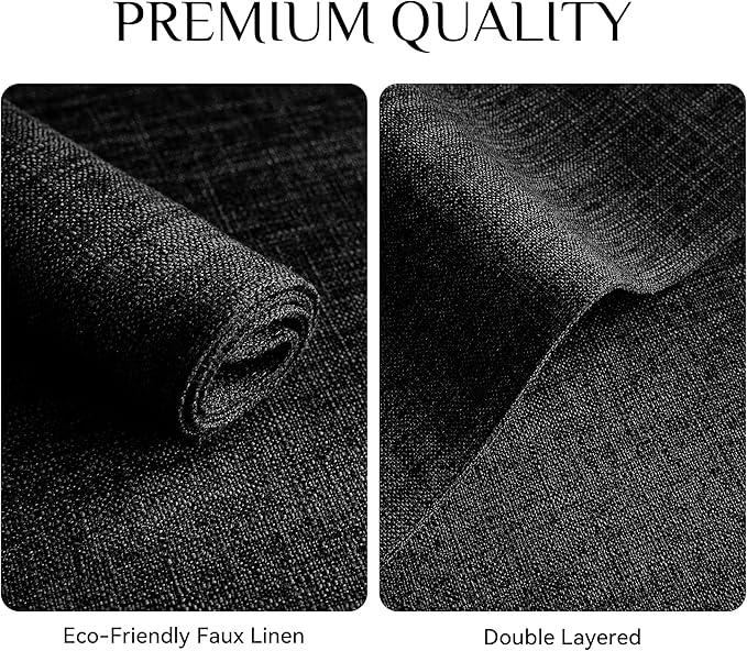 Softalker Faux Linen Placemats Set of 6-12 x 18 Inch, Heat Resistant Double Layered Durable Burlap Farmhouse Place Mats, Non-Slip Washable Rustic Table Mats for Dining, Kitchen, Party（Black