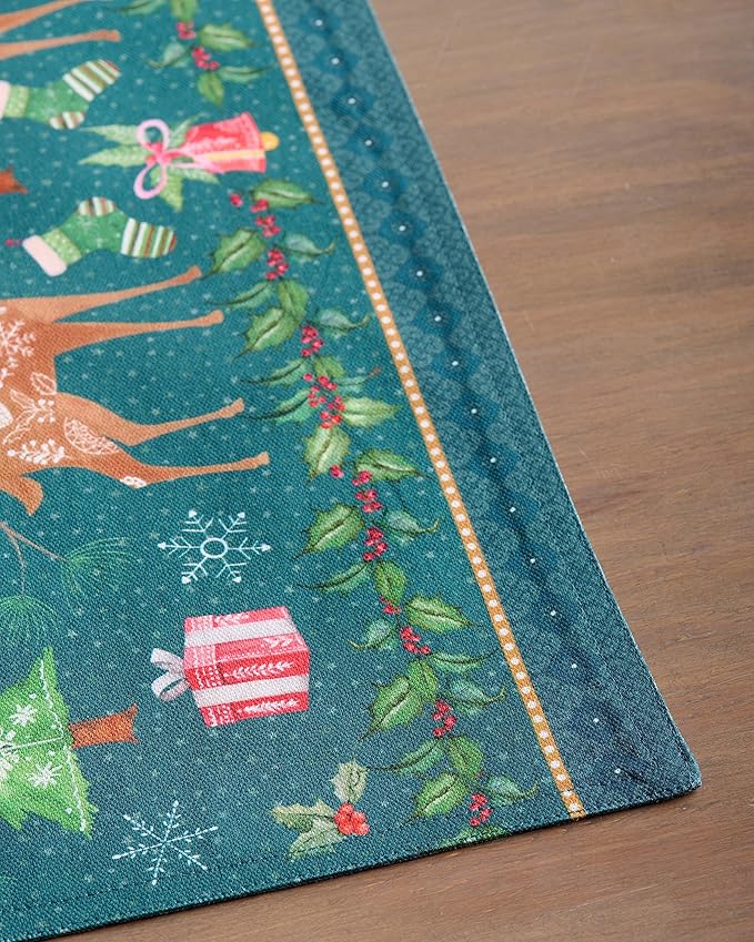 Maison d' Hermine Placemats Set of 4 100% Cotton Washable Cloth Place Mats, Reusable Table Mats for Thanksgiving Christmas Decorations Kitchen Dining Party Wedding (Hygge Christmas, 13" x 19")