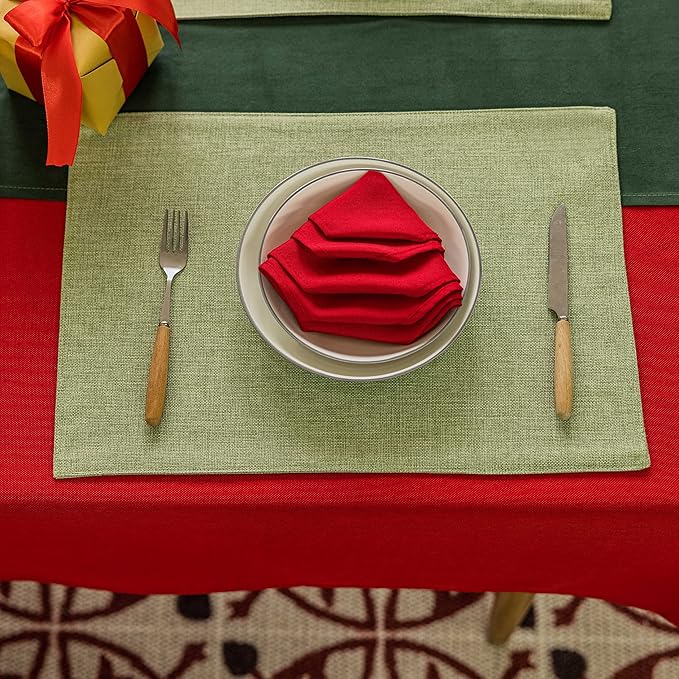 Home Brilliant Green Placemat Set of 4 Washable Place Mats Placemats Heat Resistant Sage Placemat for Dining Table Kitchen Table Mats Spring Dinner Decor, Grass Green