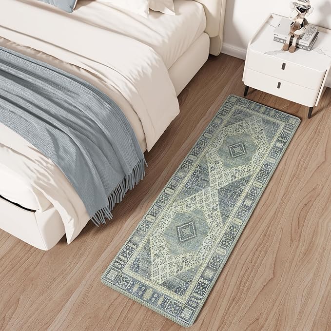 GENIMO Kitchen Mats for Floor, Washable Anti Fatigue Mat for Cushioned, 17.3"x59", Waterproof Kitchen Rugs, Non Slip Foam Comfort Standing Mat Rug for Home, Runner, Sink, Laundry, Blue