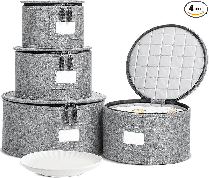 storageLAB China Storage Containers, Containers for Organizing, Hard Shell Case, Felt Plate Dividers, Moving Supplies, Storage Box, Wine, Dishes, Glasses Storage, Charger Plates Storage Containers